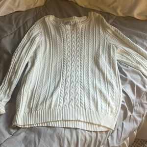 Croft and Barrow White sweater button detail on shoulder